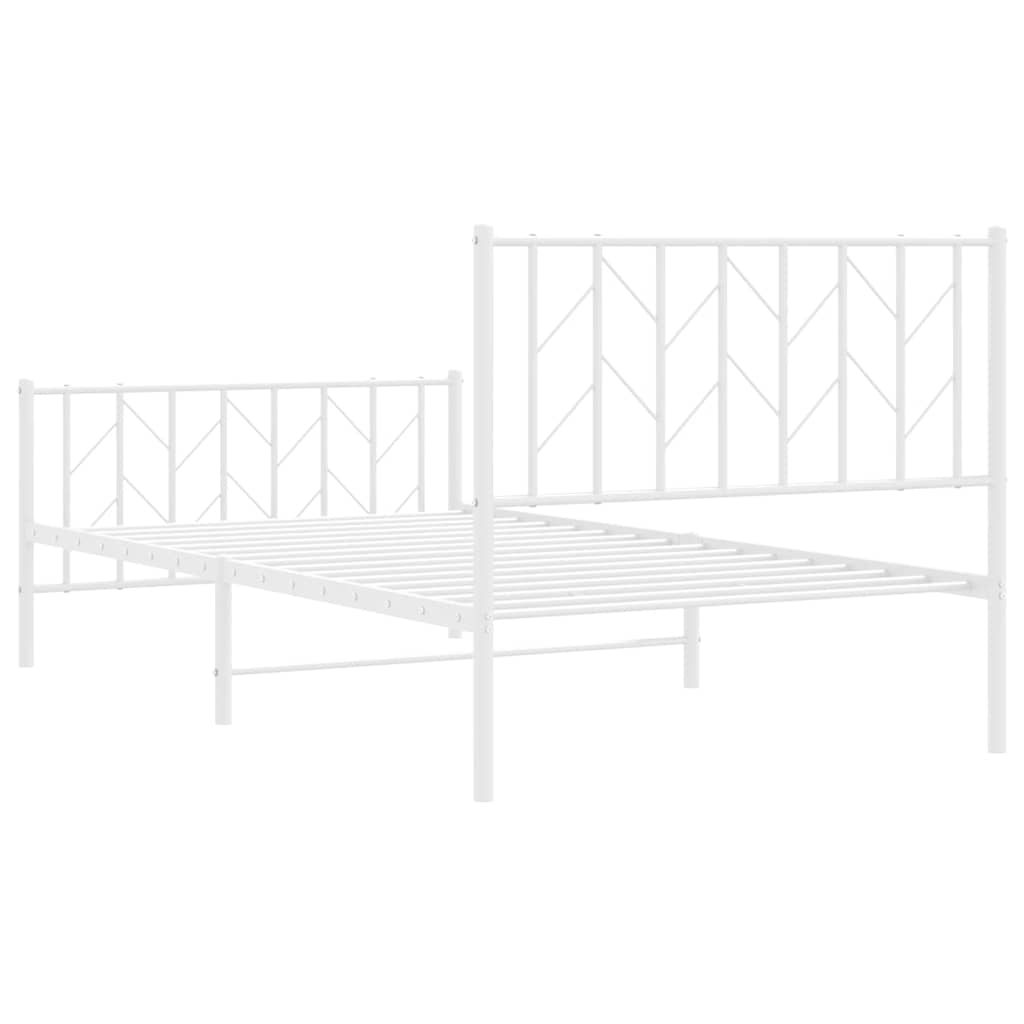 Metalni okvir kreveta s uzglavljem i podnožjem bijeli 100x200cm