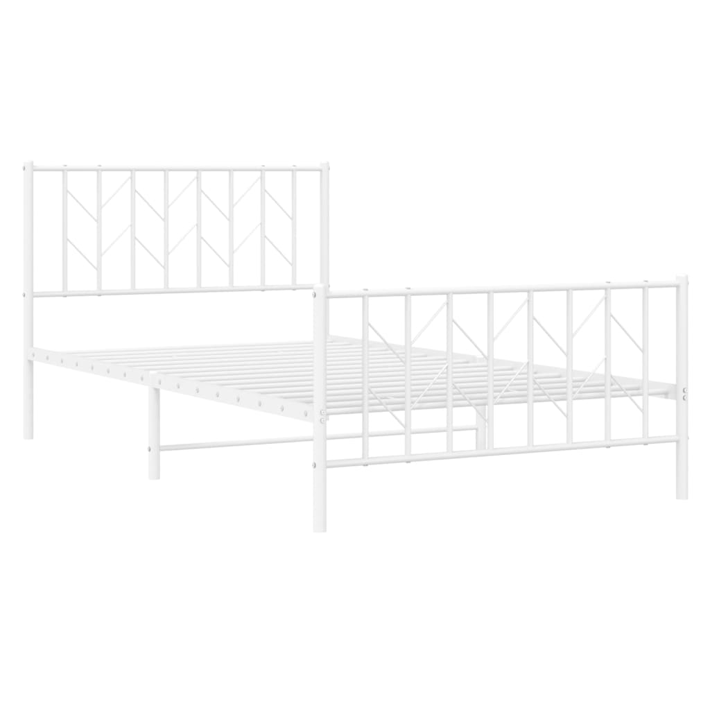 Metalni okvir kreveta uzglavlje i podnožje bijeli 107x203 cm