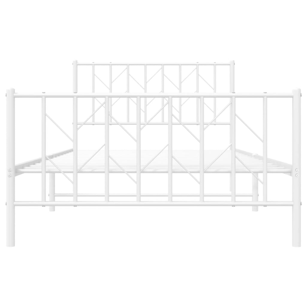 Metalni okvir kreveta uzglavlje i podnožje bijeli 107x203 cm