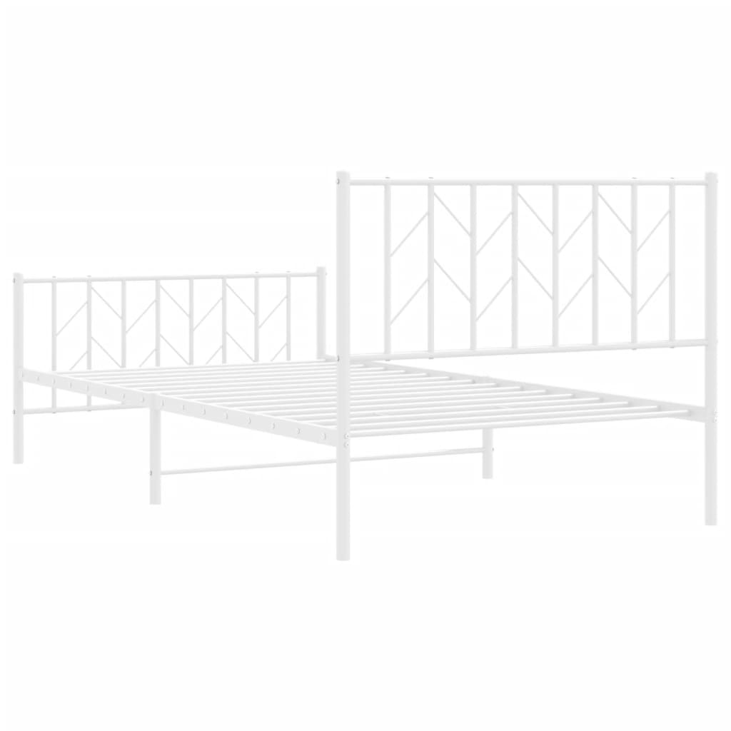 Metalni okvir kreveta uzglavlje i podnožje bijeli 107x203 cm
