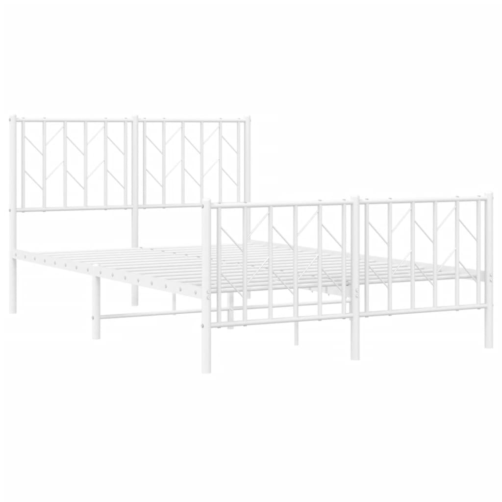 Metalni okvir kreveta uzglavlje i podnožje bijeli 120x190 cm