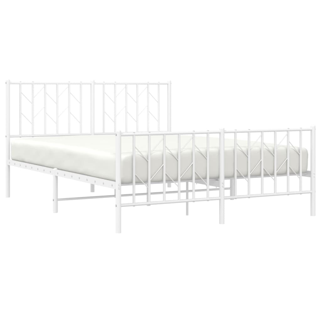 Metalni okvir kreveta uzglavlje i podnožje bijeli 135 x 190 cm