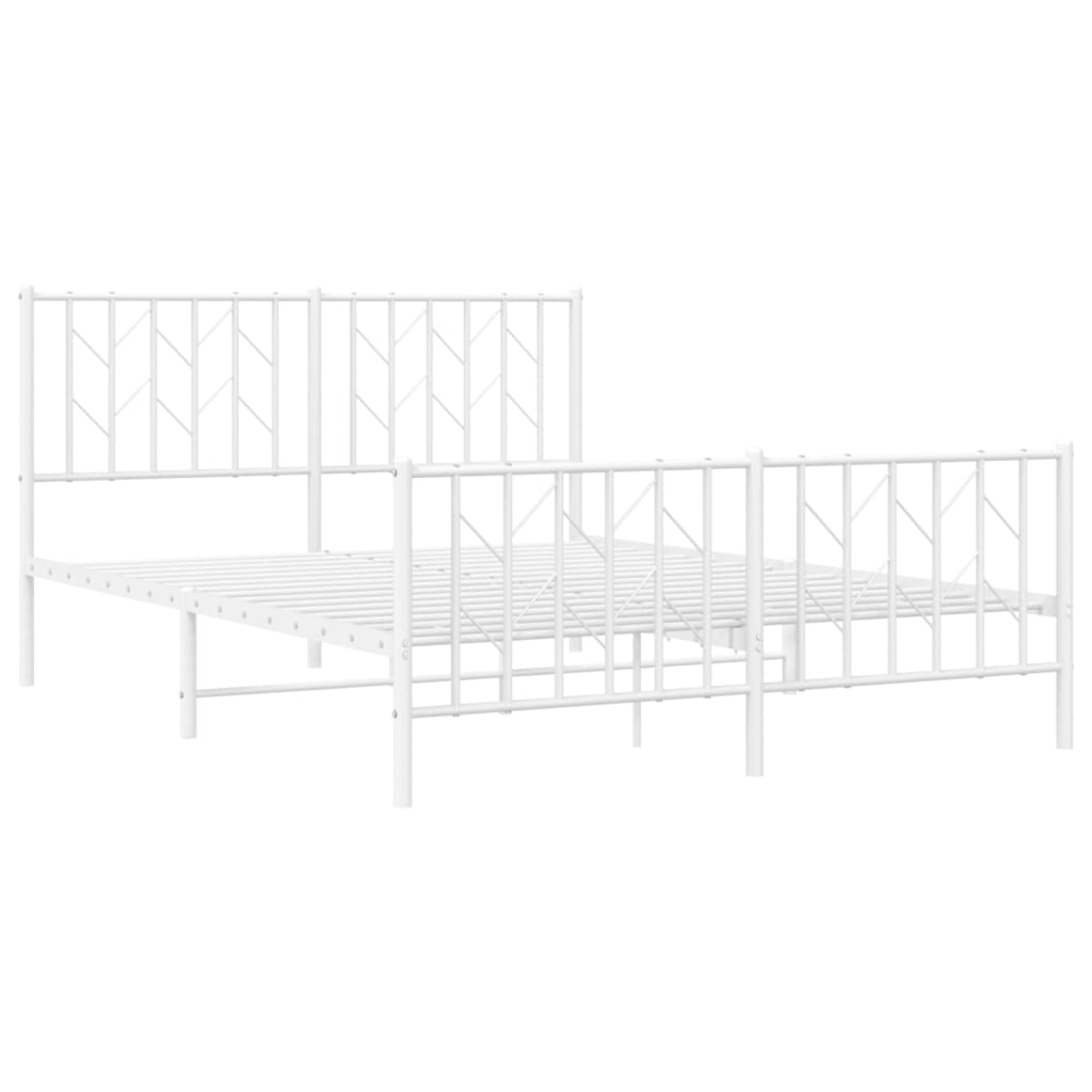 Metalni okvir kreveta uzglavlje i podnožje bijeli 135 x 190 cm
