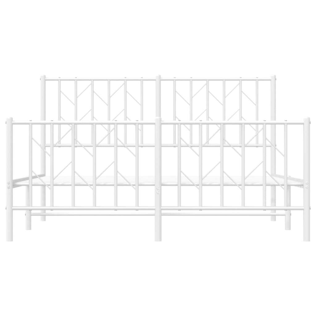 Metalni okvir kreveta uzglavlje i podnožje bijeli 135 x 190 cm