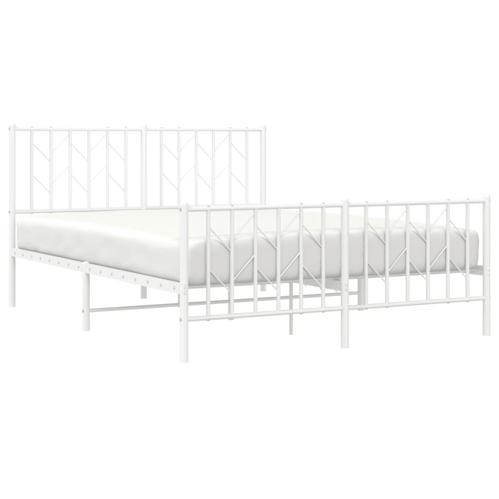 Metalni okvir kreveta uzglavlje i podnožje bijeli 140 x 190 cm