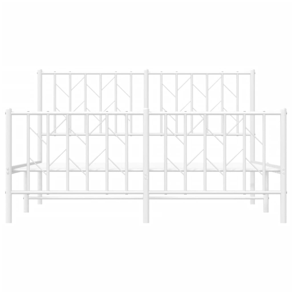 Metalni okvir kreveta uzglavlje i podnožje bijeli 140 x 190 cm