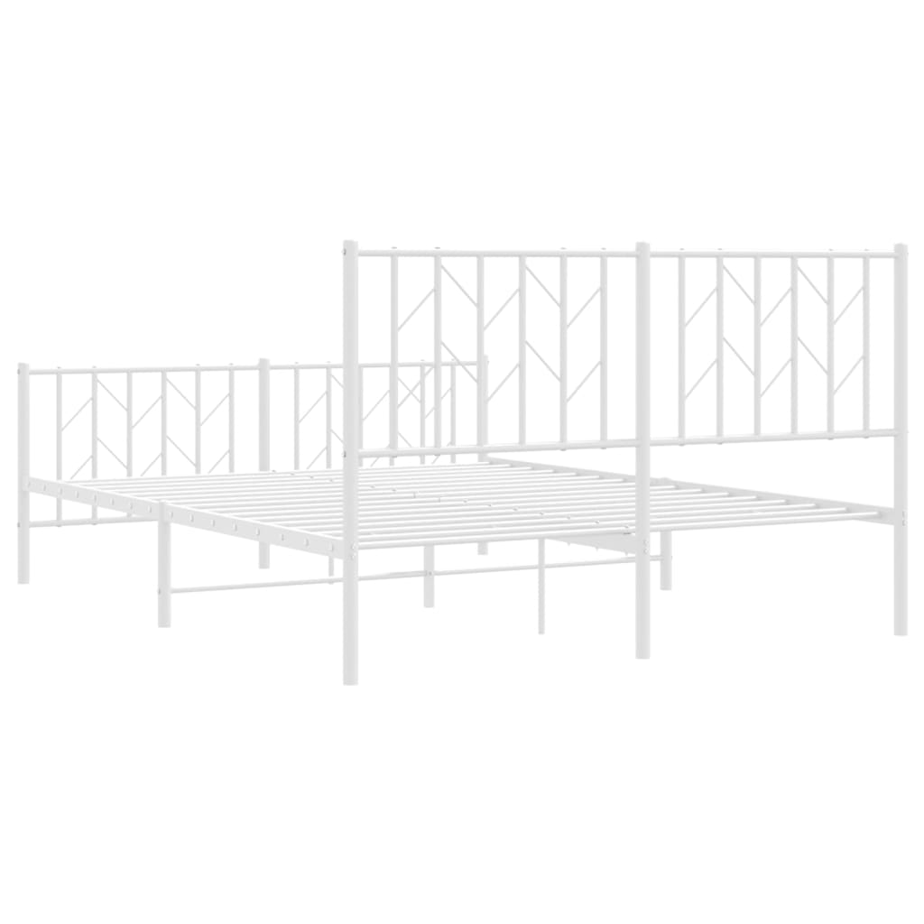 Metalni okvir kreveta uzglavlje i podnožje bijeli 140 x 190 cm