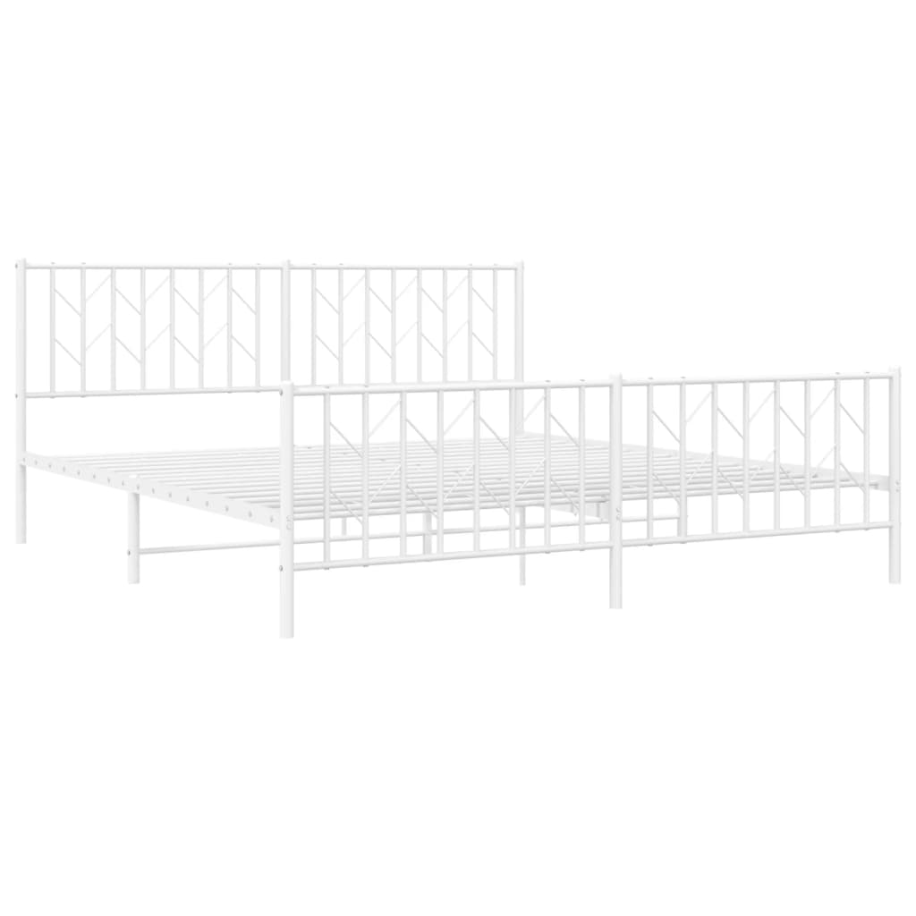 Metalni okvir kreveta uzglavlje i podnožje bijeli 183x213 cm