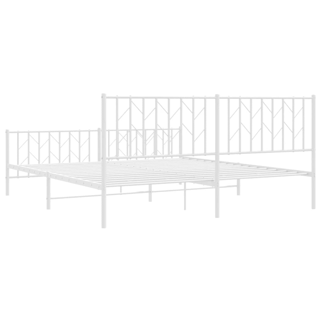 Metalni okvir kreveta uzglavlje i podnožje bijeli 183x213 cm
