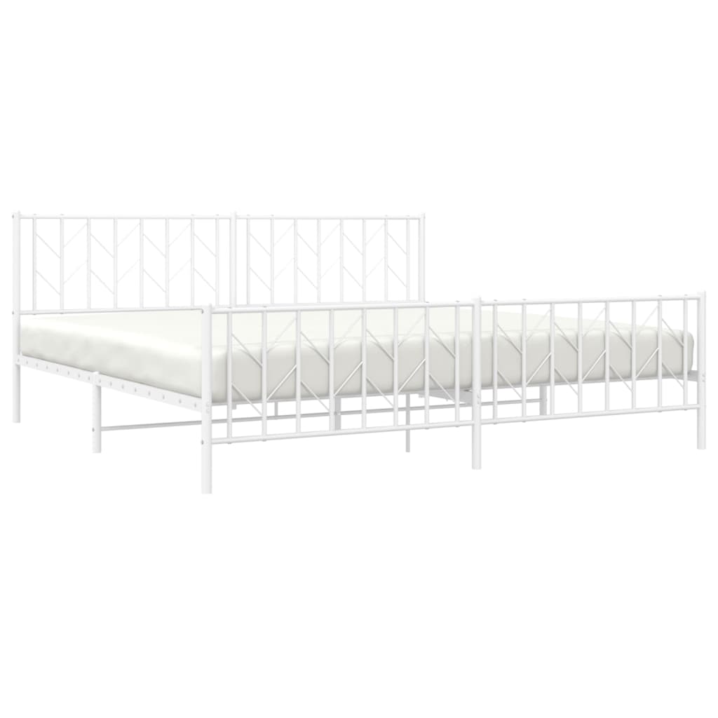 Metalni okvir kreveta uzglavlje i podnožje bijeli 200 x 200 cm