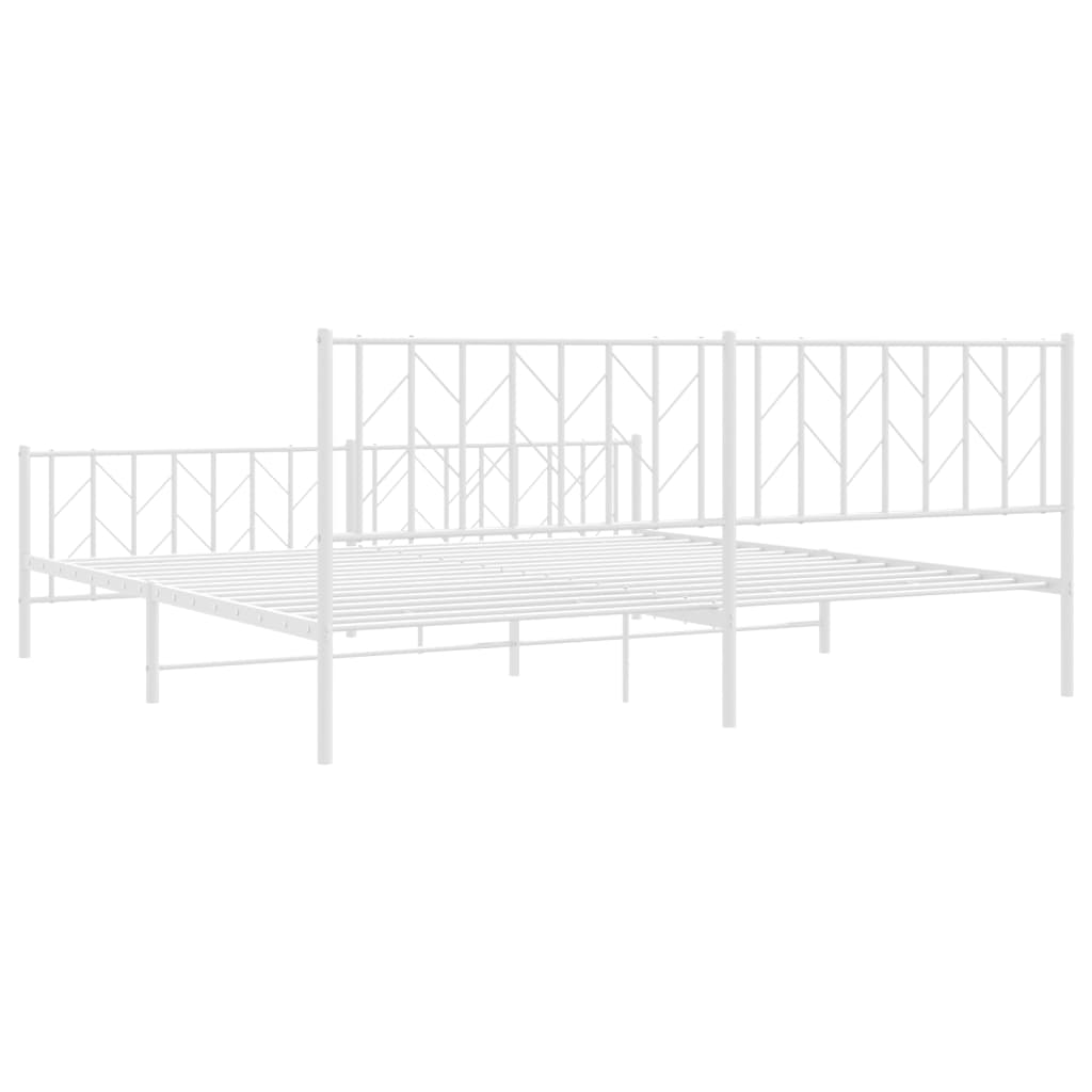Metalni okvir kreveta uzglavlje i podnožje bijeli 200 x 200 cm