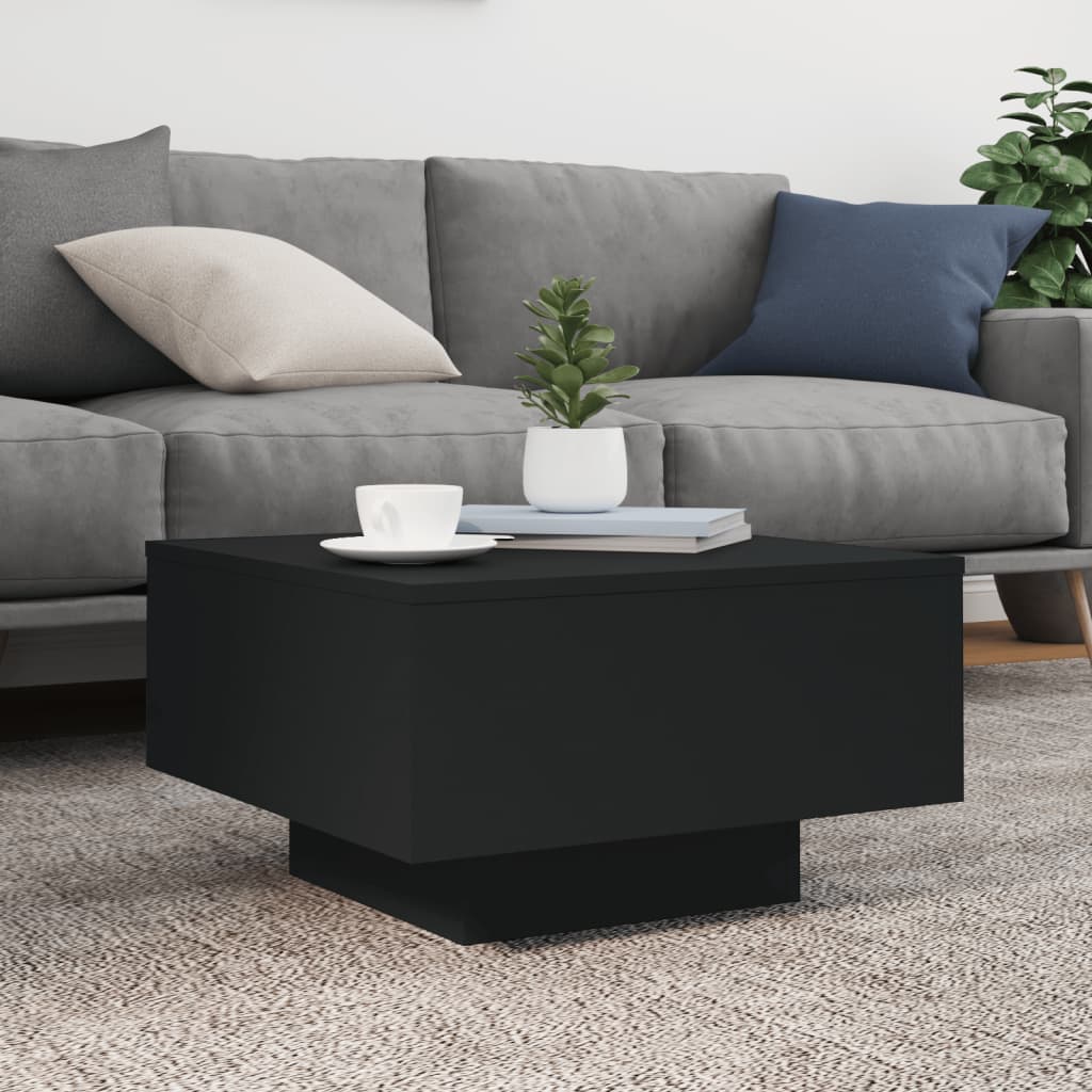 Stolić za kavu s LED svjetlima crni 55 x 55 x 31 cm