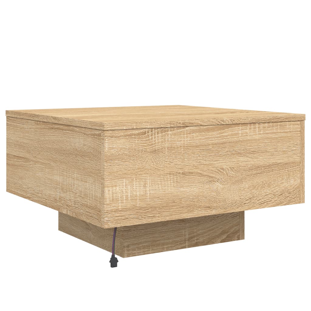 Stolić za kavu s LED svjetlima boja hrasta sonome 55x55x31 cm