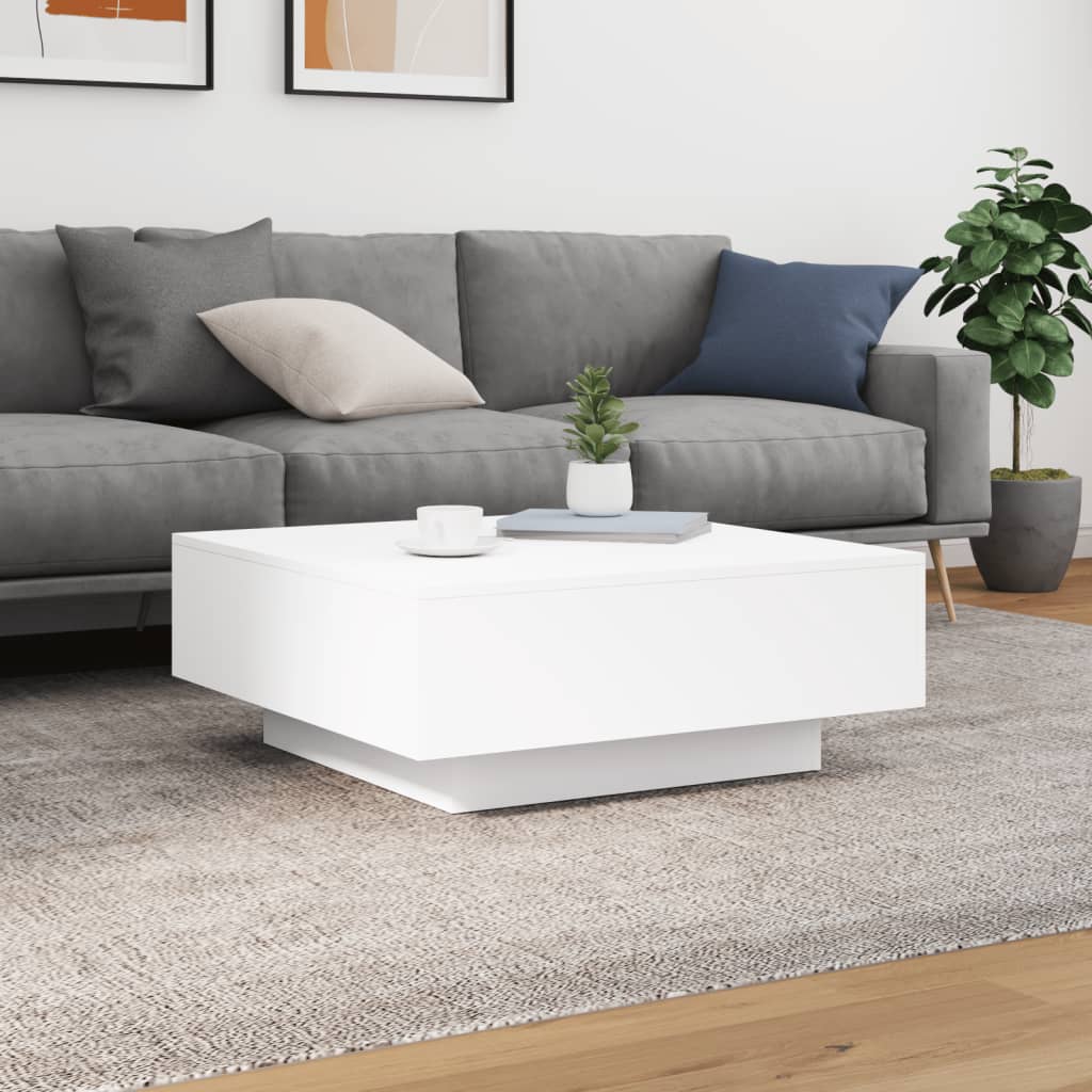 Stolić za kavu bijeli 80 x 80 x 31 cm od konstruiranog drva