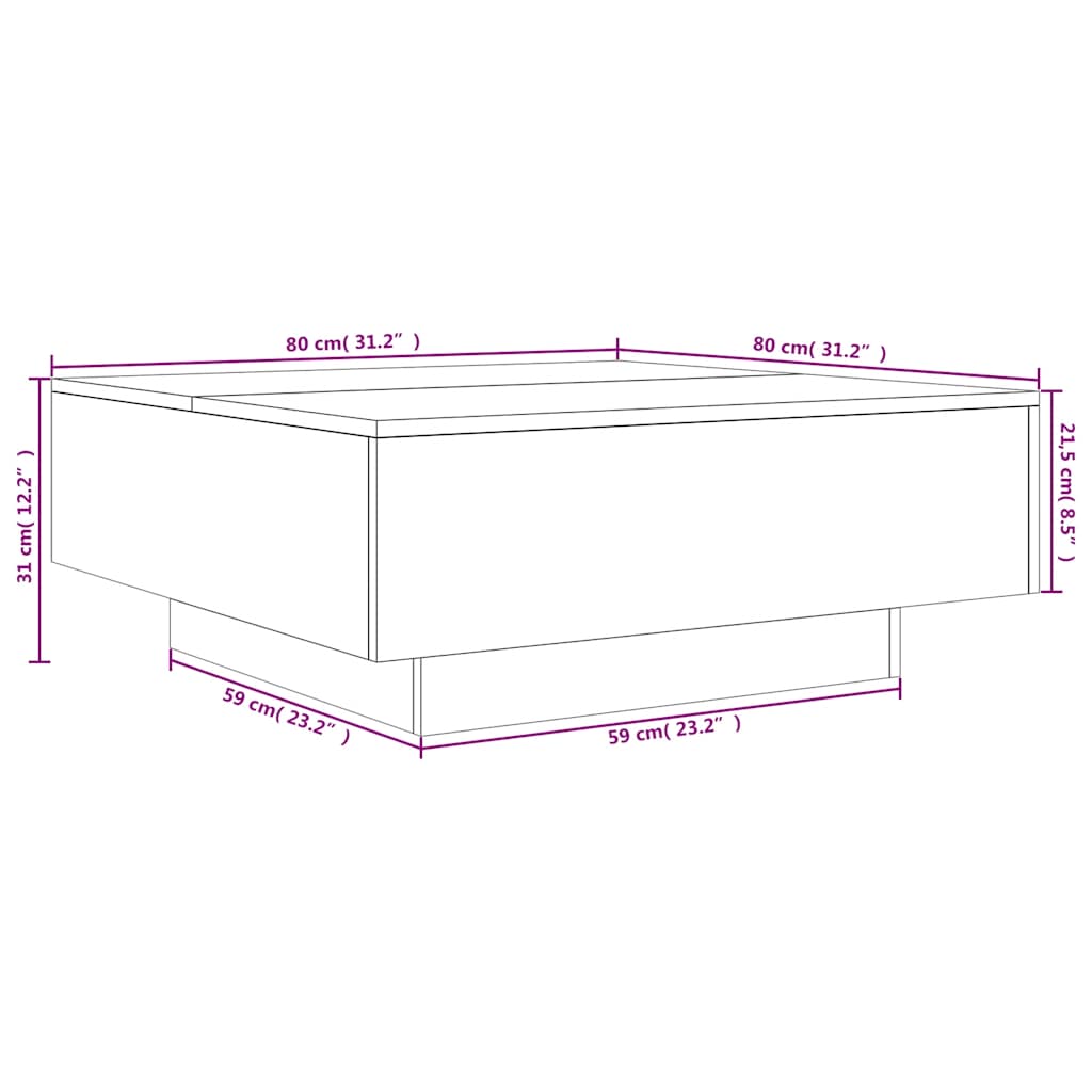 Stolić za kavu crni 80 x 80 x 31 cm od konstruiranog drva
