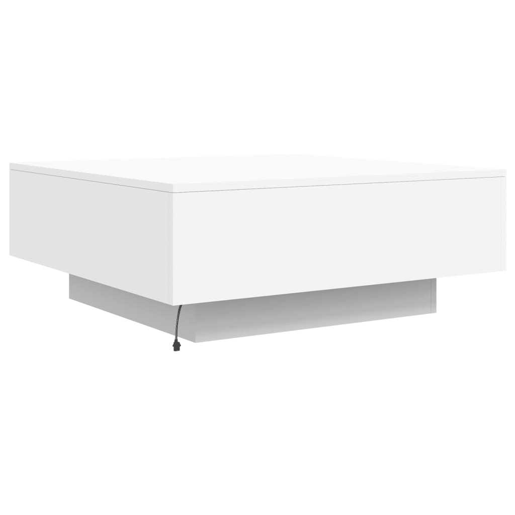 Stolić za kavu s LED svjetlima bijeli 80x80x31 cm