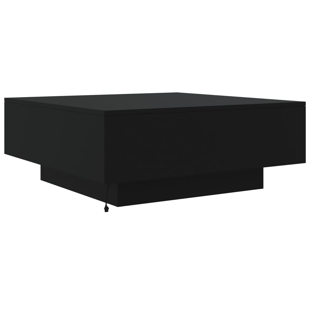Stolić za kavu s LED svjetlima crni 80x80x31 cm
