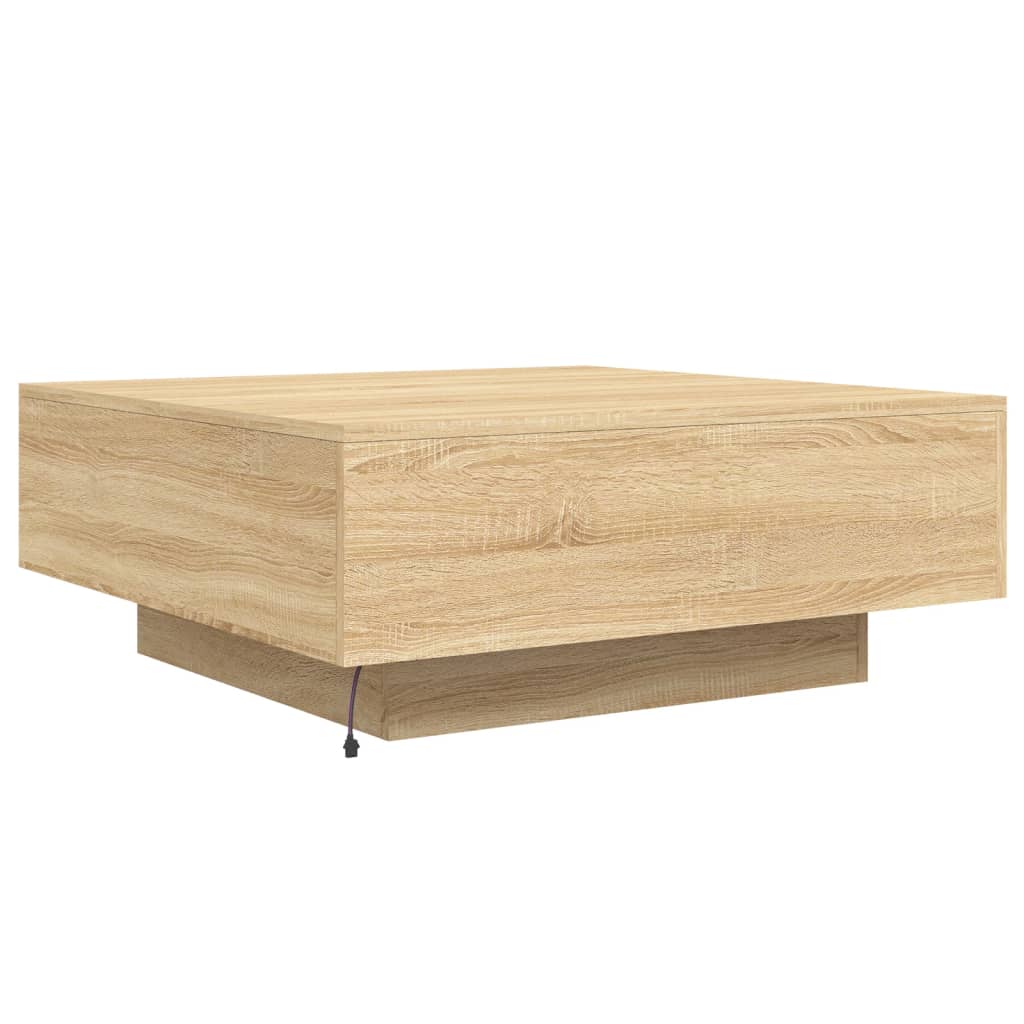 Stolić za kavu s LED svjetlima boja hrasta sonome 80x80x31 cm