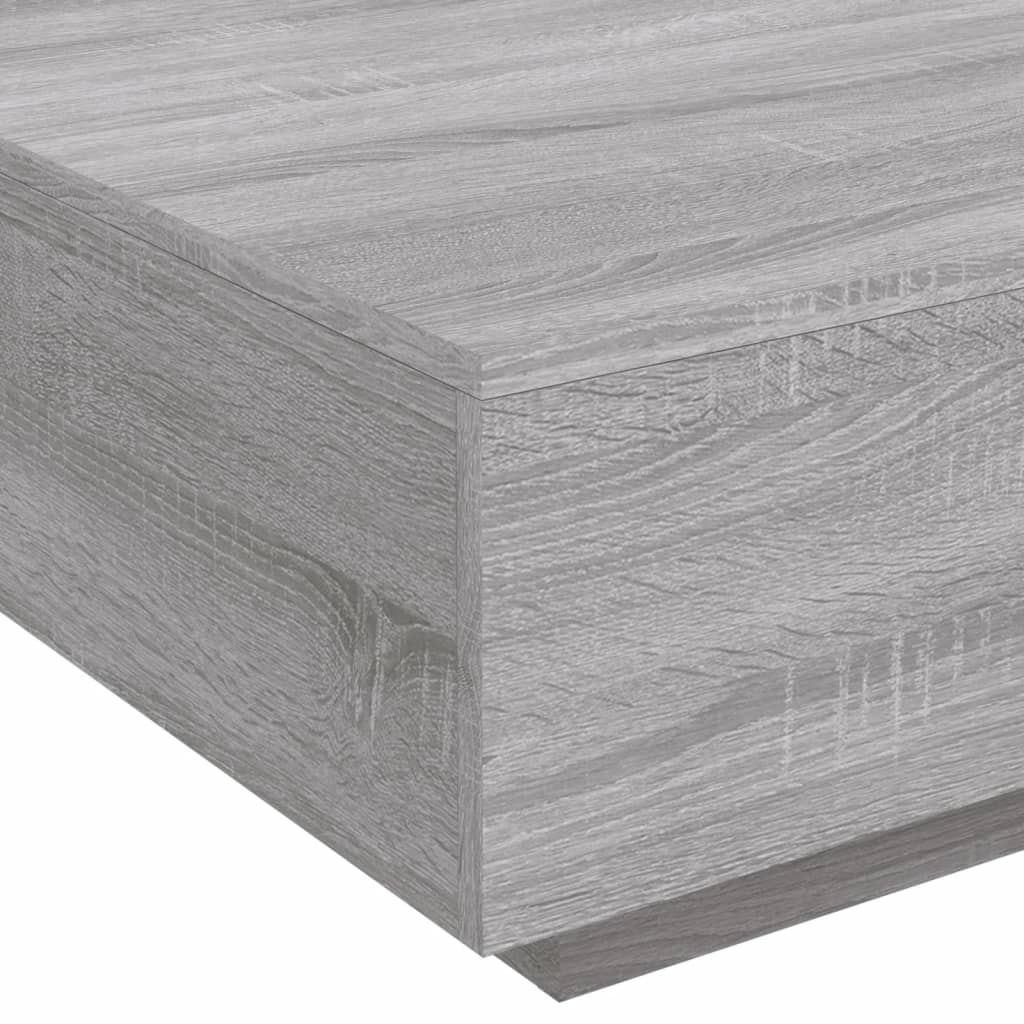 Stolić za kavu s LED svjetlima siva boja hrasta 80x80x31 cm