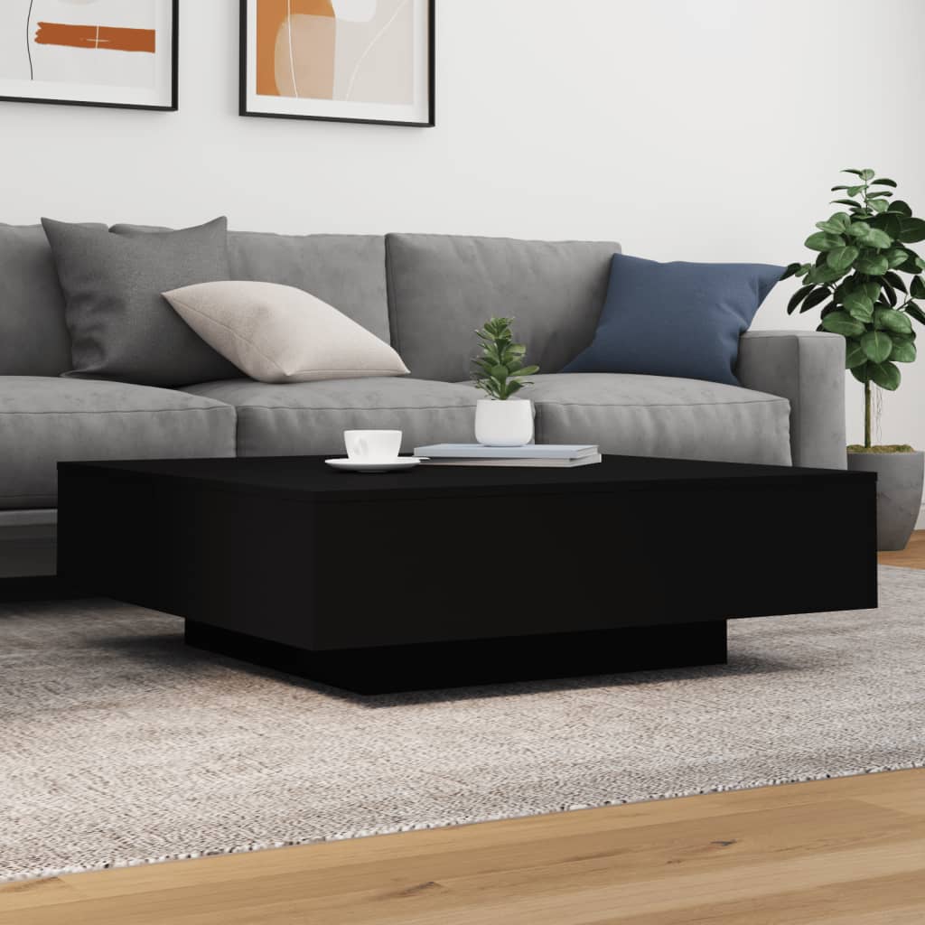Stolić za kavu s LED svjetlima crni 100x100x31 cm