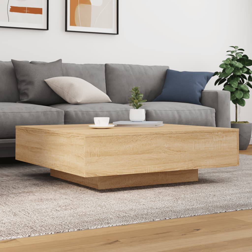 Stolić za kavu s LED svjetlima boja hrasta sonome 100x100x31 cm