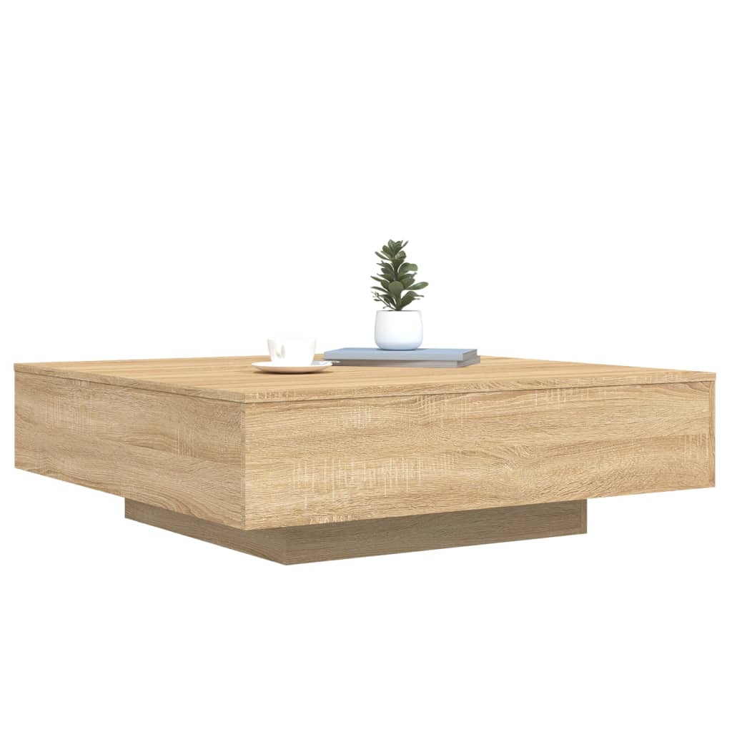 Stolić za kavu s LED svjetlima boja hrasta sonome 100x100x31 cm