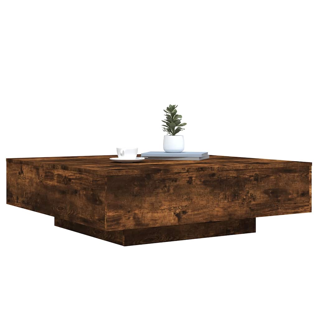 Stolić za kavu s LED svjetlima boja hrasta 100x100x31 cm