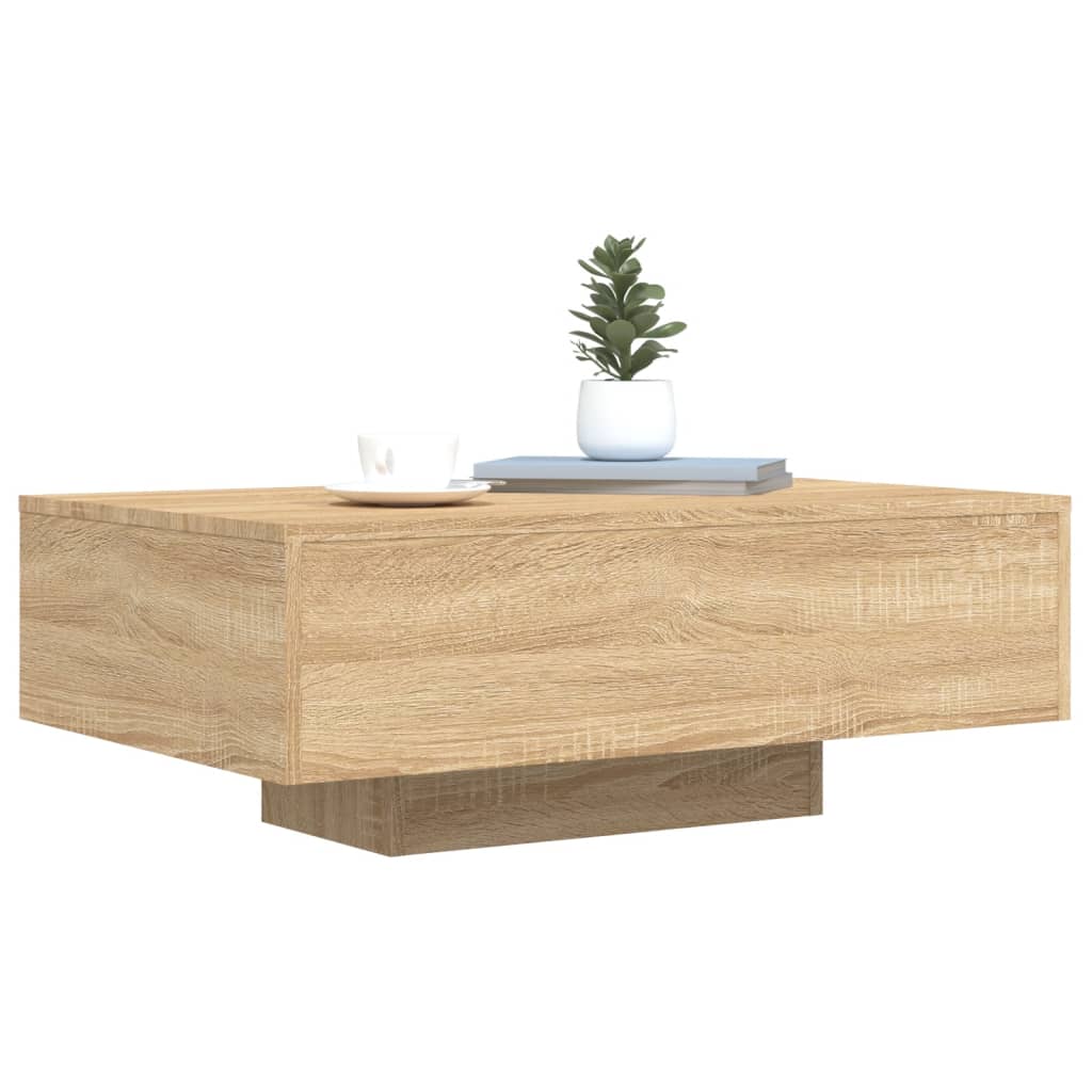 Stolić za kavu s LED svjetlima boja hrasta sonome 85x55x31 cm