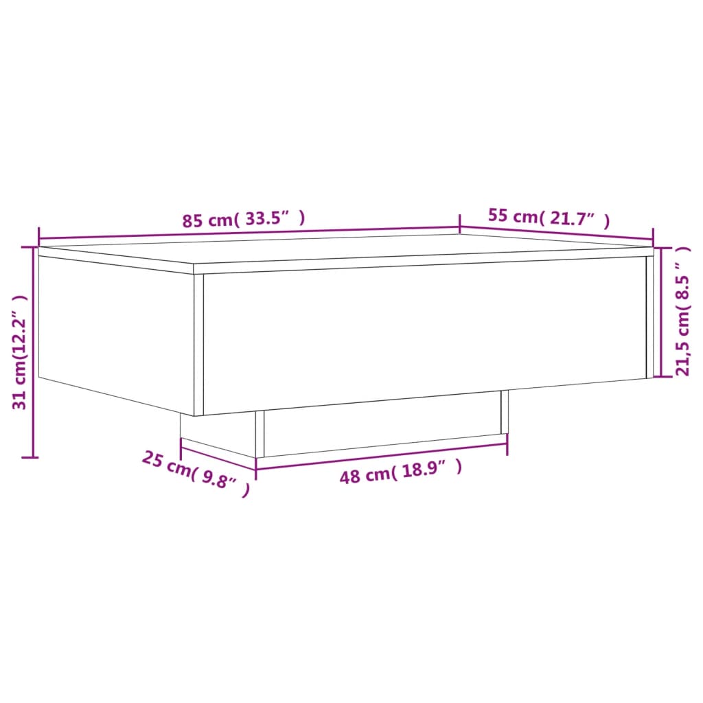 Stolić za kavu s LED svjetlima sivi boja betona 85x55x31 cm