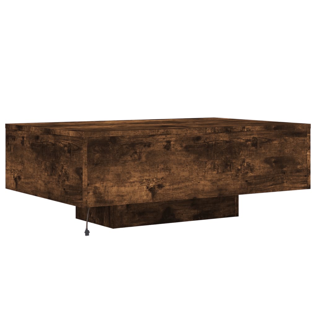 Stolić za kavu s LED svjetlima boja dimljenog hrasta 85x55x31cm