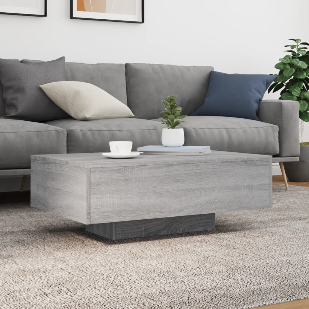 Stolić za kavu s LED svjetlima siva boja hrasta 85x55x31 cm