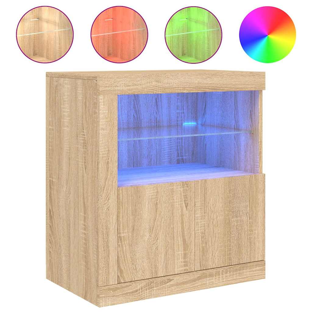 Komoda s LED svjetlima boja hrasta sonome 60,5x37x67 cm