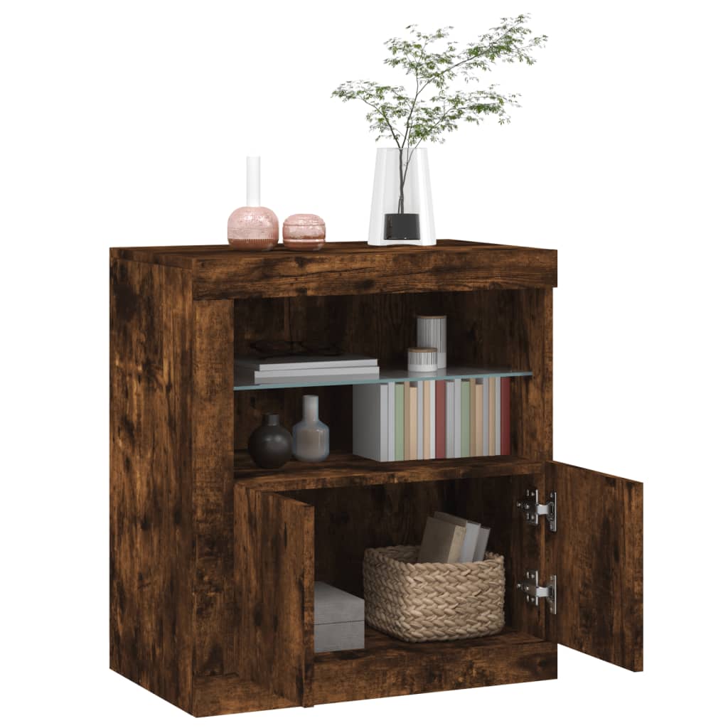 Komoda s LED svjetlima boja dimljenog hrasta 60,5x37x67 cm