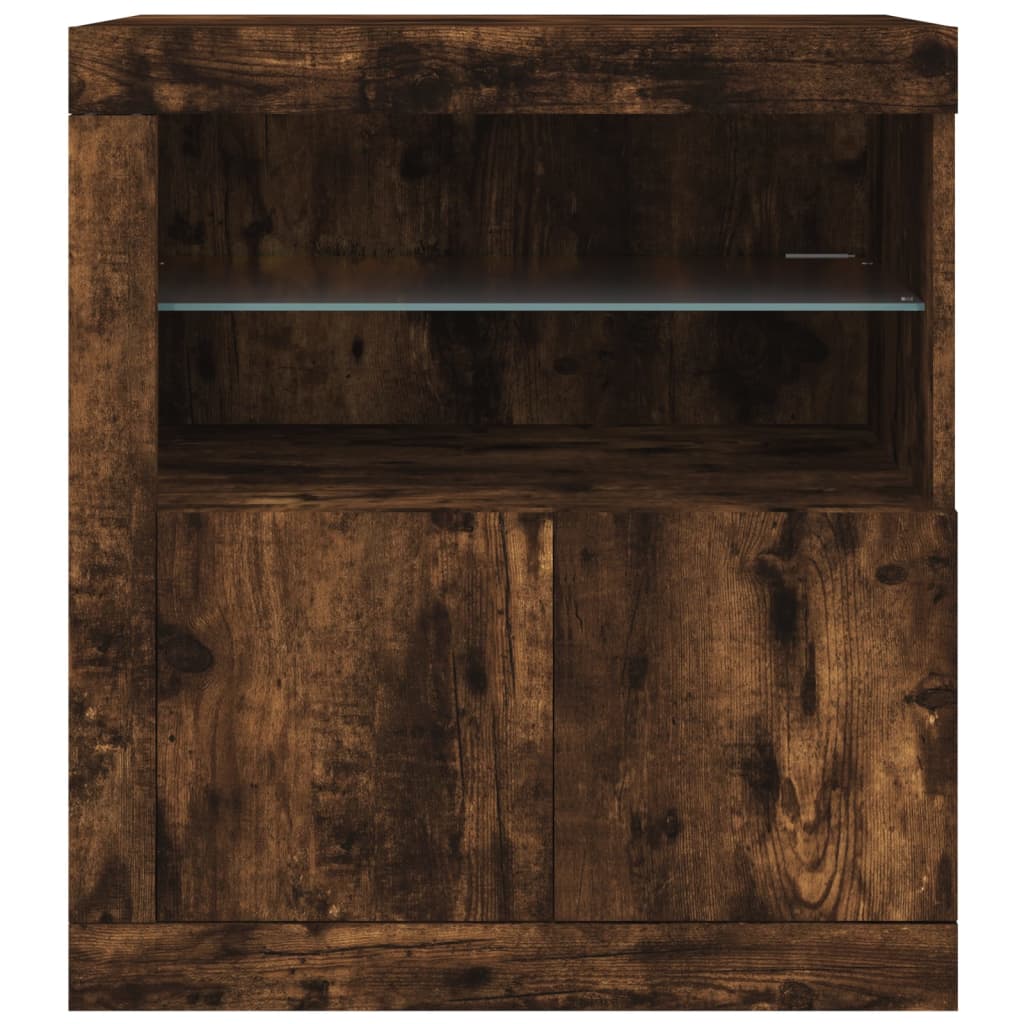Komoda s LED svjetlima boja dimljenog hrasta 60,5x37x67 cm