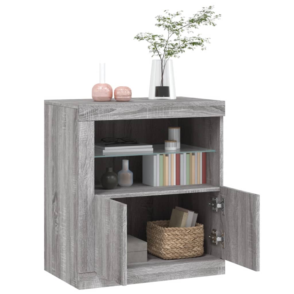 Komoda s LED svjetlima boja sivog hrasta 60,5x37x67 cm