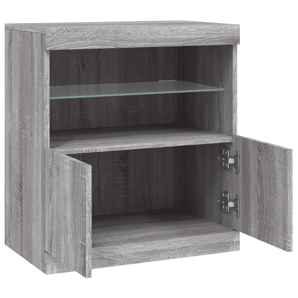Komoda s LED svjetlima boja sivog hrasta 60,5x37x67 cm