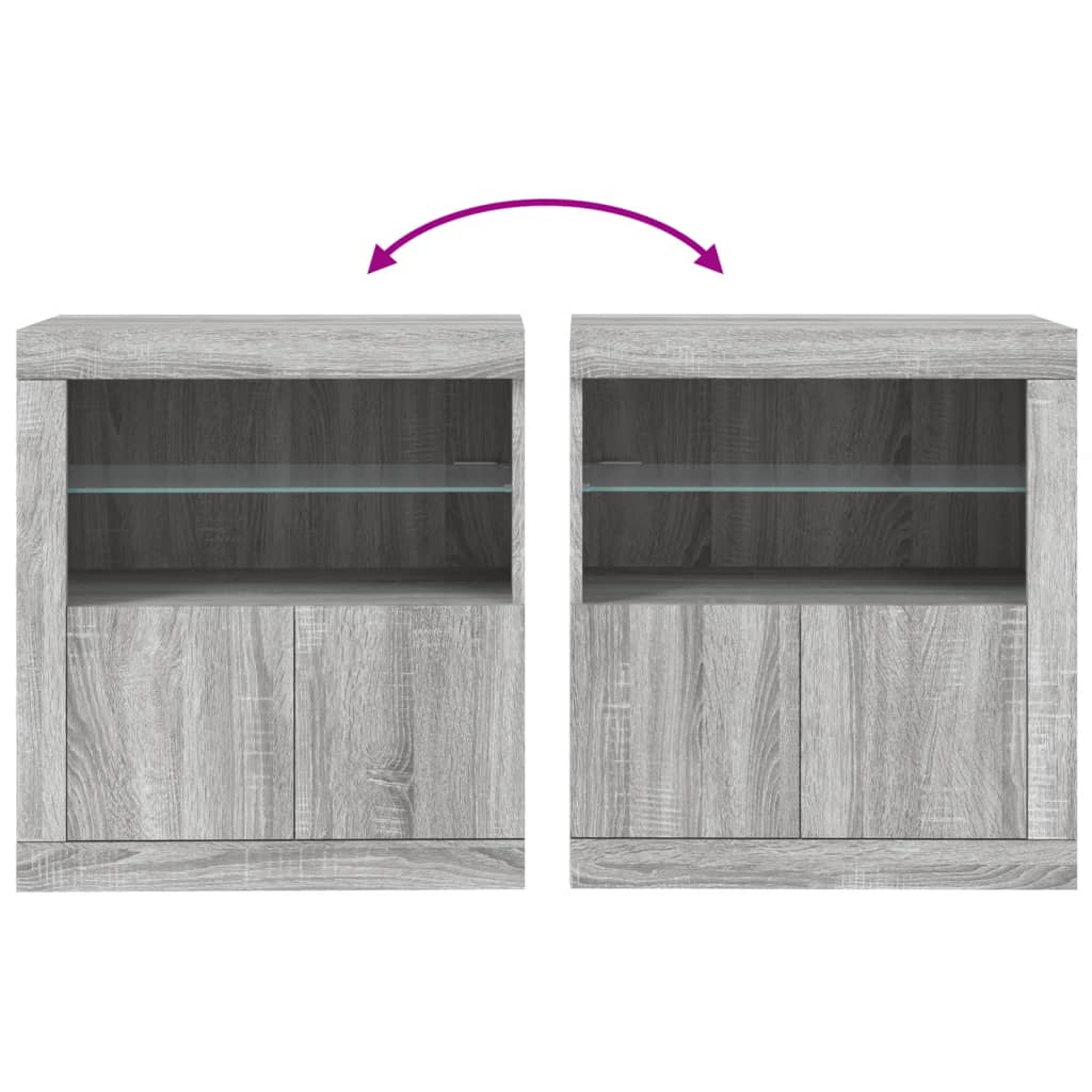 Komoda s LED svjetlima boja sivog hrasta 60,5x37x67 cm