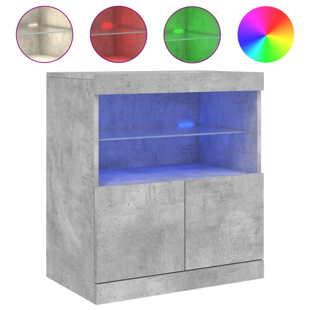 Komoda s LED svjetlima siva boja betona 60x37x67 cm