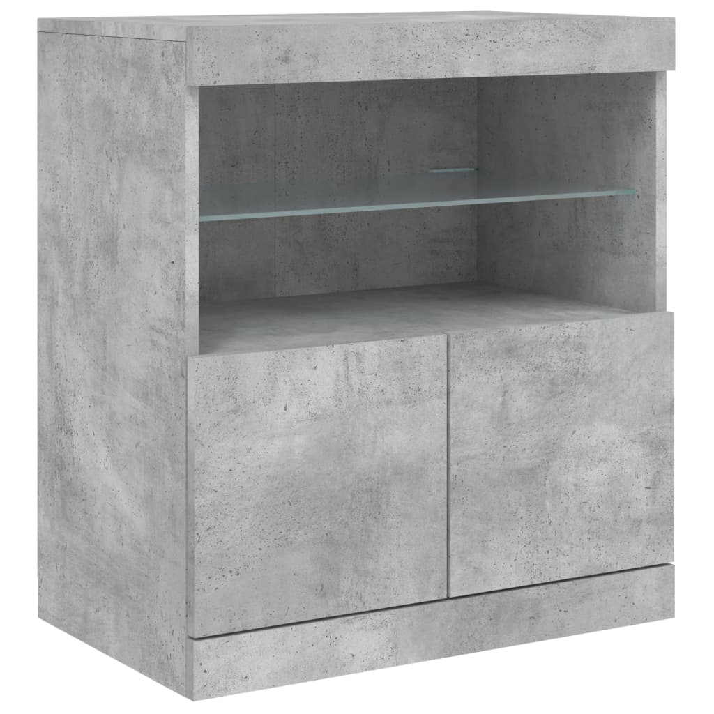 Komoda s LED svjetlima siva boja betona 60x37x67 cm