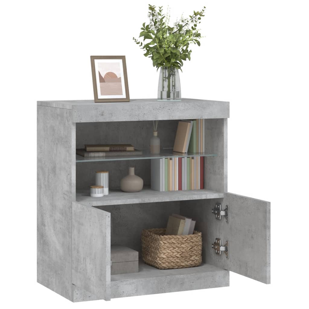 Komoda s LED svjetlima siva boja betona 60x37x67 cm