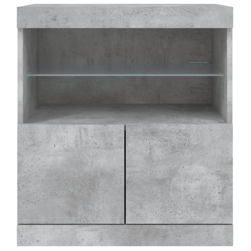 Komoda s LED svjetlima siva boja betona 60x37x67 cm
