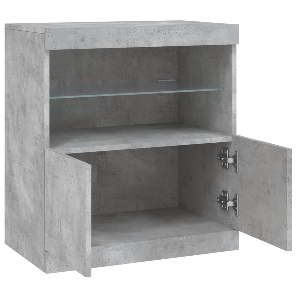 Komoda s LED svjetlima siva boja betona 60x37x67 cm