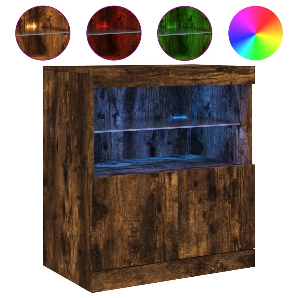 Komoda s LED svjetlima boja dimljenog hrasta 60x37x67 cm