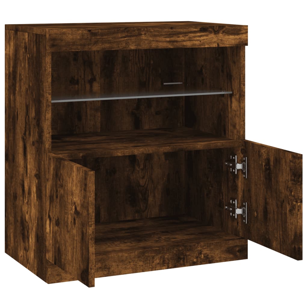 Komoda s LED svjetlima boja dimljenog hrasta 60x37x67 cm