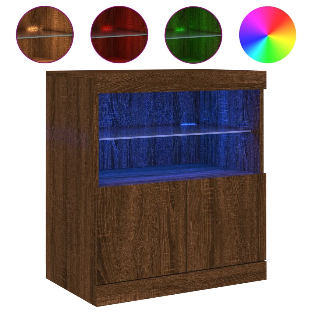 Komoda s LED svjetlima smeđa boja hrasta 60x37x67 cm