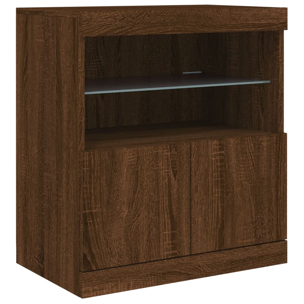 Komoda s LED svjetlima smeđa boja hrasta 60x37x67 cm