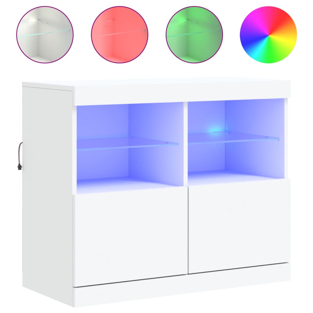 Komoda s LED svjetlima bijela 81x37x67 cm