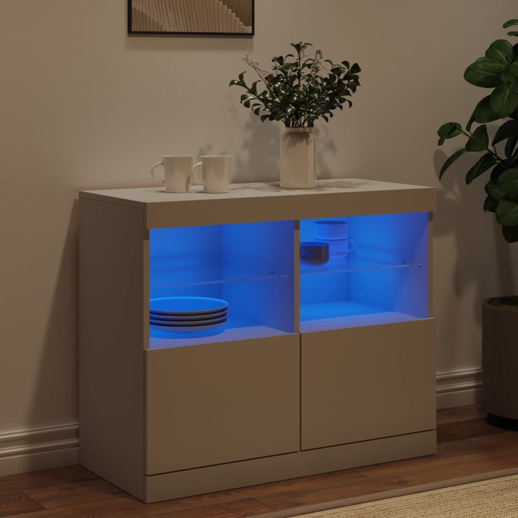 Komoda s LED svjetlima bijela 81x37x67 cm