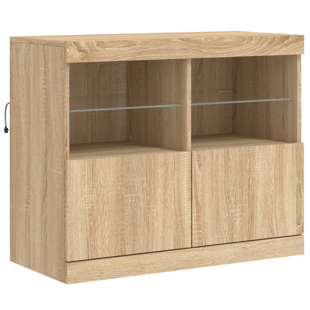 Komoda s LED svjetlima boja hrasta sonome 81x37x67 cm