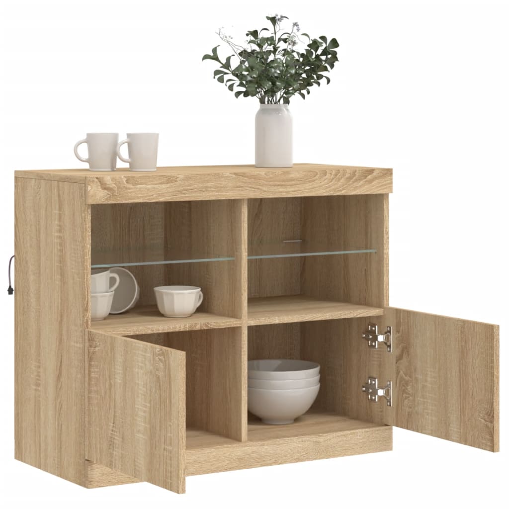 Komoda s LED svjetlima boja hrasta sonome 81x37x67 cm
